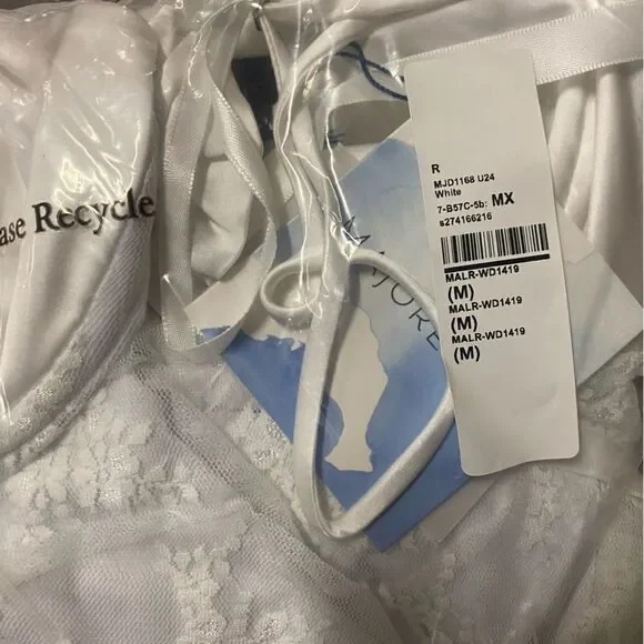 NWT Majorelle Leonie Gown White lace maxi rosette ruched bodycon slip Revolve M - Picture 8 of 8